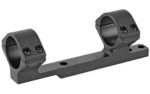 TALLEY LW RINGS HENY H006/H012 1" ME black one-piece scope mount with two rings, angled view