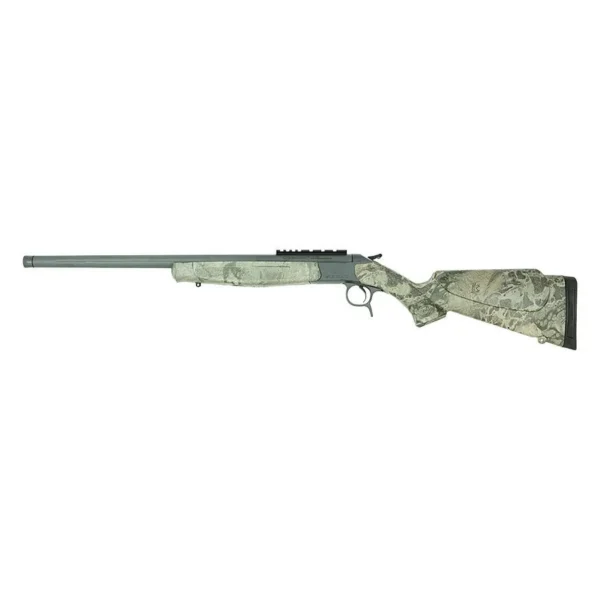CVA Scout V2 TD Rifle, full right-side view with gray barrel and Realtree camouflage stock