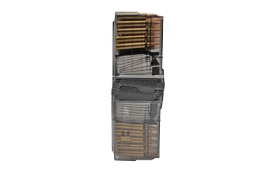 primary-20601 MAG CROSS IND 10RD 5.56 POLY BLK translucent black magazine, front view with visible cartridges