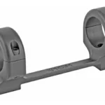 DNZ Win XPR SA Med 1in Blk, black angled view with two scope rings on a one-piece mount