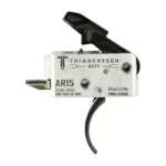 TriggerTech AR15 Duty 2-Stage Mil Curved trigger, side view with silver housing and black trigger