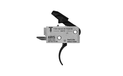 TriggerTech TRIGRTECH AR15 DUTY MIL CURVE 5.5LB, right-side view with silver housing and black trigger
