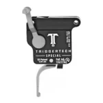 TriggerTech TRIGRTECH R700 SPCL FLAT RH BLT black trigger unit with silver flat trigger, side view