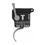 TriggerTech TRIGRTECH R700 SPCL CRVD CLN RH black trigger unit with silver curved trigger, side view