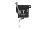 TriggerTech TRIGRTECH R700 SPCL FLAT CLN RH black trigger unit with silver flat trigger, side view
