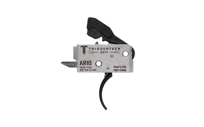 TriggerTech TRIGRTECH AR10 2STG DUTY CURVE 3.5LB, silver housing with black curved trigger