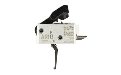 TriggerTech TRIGRTECH AR10 2STG DUTY FLAT 3.5LB, silver housing with black flat trigger