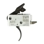 TriggerTech AR9 2-Stage Duty Curve trigger, side view with silver housing and black curved trigger