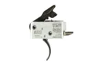 TriggerTech AR9 2-Stage Duty Curve trigger, side view with silver housing and black curved trigger