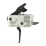 TriggerTech TRIGRTECH AR9 2STG DUTY FLAT 3.5LB silver housing, side view with black flat trigger