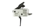 TriggerTech TRIGRTECH AR9 2STG DUTY FLAT 3.5LB silver housing, side view with black flat trigger