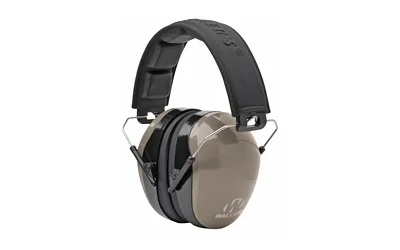 WALKER'S PASSIVE MUFF HEADBND FDE, flat dark earth right-side view with black padded headband