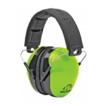 WALKER'S PASSIVE MUFF HEADBND GRN, bright green right-side view with black padded headband