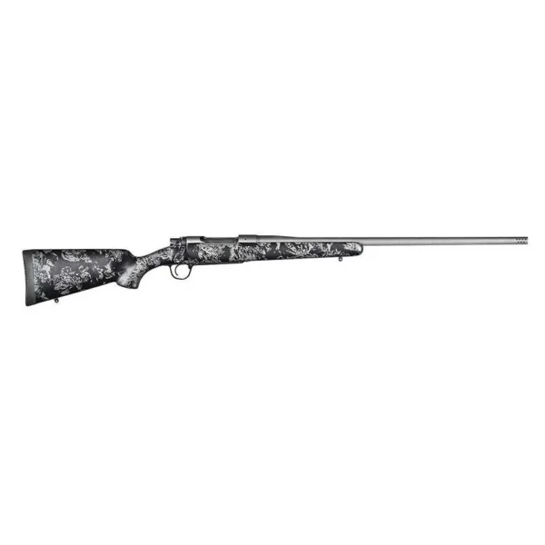 Christensen Mesa FFT Rifle, right-side view with tungsten barrel and black-and-gray stock
