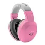 WALKER'S ULTRA CMP PASSIVE MUFF PNK angled view with pink cups and padded gray headband