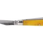 Cold Steel Mini Trap folding knife, right-side view open with silver blade and yellow handle