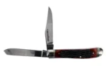 Cold Steel Mini Trapper bone folding knife, side view with two silver blades open