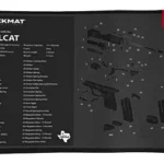 TekMat Pistol Mat Springfield Hellcat, black top view with white parts list and exploded diagram