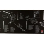 TekMat Ultra Rifle Mat AR10, black wide mat with white firearm diagrams and parts lists