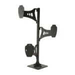 SKULL HOOKER SHORT TROPHY TREE BLK, angled front view of black stand with three mounting arms