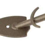 SKULL HOOKER FLUSH WALL MOUNT brown textured metal mount with two screw holes and curved hook