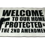 TekMat Ultra 2nd Amendment gray door mat with bold black welcome and protection text