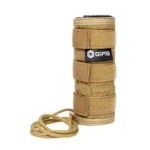 GPS TAC SUPPRESSOR COVER tan front view with securing straps and lacing cord