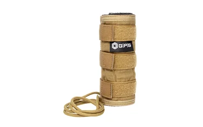 GPS TAC SUPPRESSOR COVER tan front view with securing straps and lacing cord
