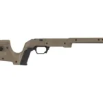 MDT XRS CHASSIS TIKKA T3 FDE tan side view with stock, grip, trigger guard and long fore-end
