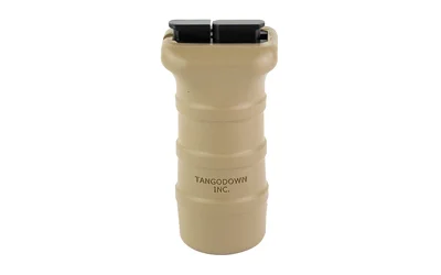 primary-21016 TangoDown TANGO DWN MLOK STUBBY VERT GRP FDE front angled view with ribbed sides and black mount