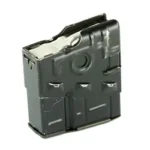 PTR 308WIN 10RD black metal magazine, upright angled view with stamped side panels
