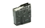 PTR 308WIN 10RD black metal magazine, upright angled view with stamped side panels