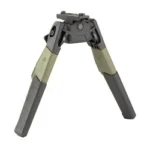 MDT Oryx Bipod olive drab and black in front view with spread legs and mounting head