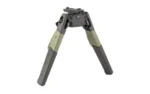 MDT Oryx Bipod olive drab and black in front view with spread legs and mounting head