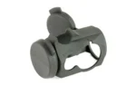 TangoDown IO T1 Cover, black angled view with hinged lens caps and side opening