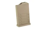 MDT AICS flat dark earth polymer magazine, angled front view with textured lower panel