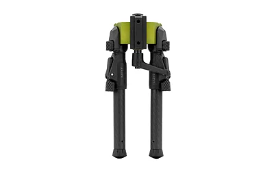 primary-21063 MDT GRND POD M-LOK GRN green and black bipod, front view with folded legs