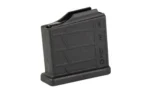 MDT AICS magazine, black polymer angled side view with molded panels and wide baseplate