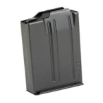 MDT AICS 223REM magazine in black metal, angled side view with ribbed body