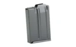 MDT AICS 300WSM/6.5PRC magazine in black metal, angled side view with ribbed body