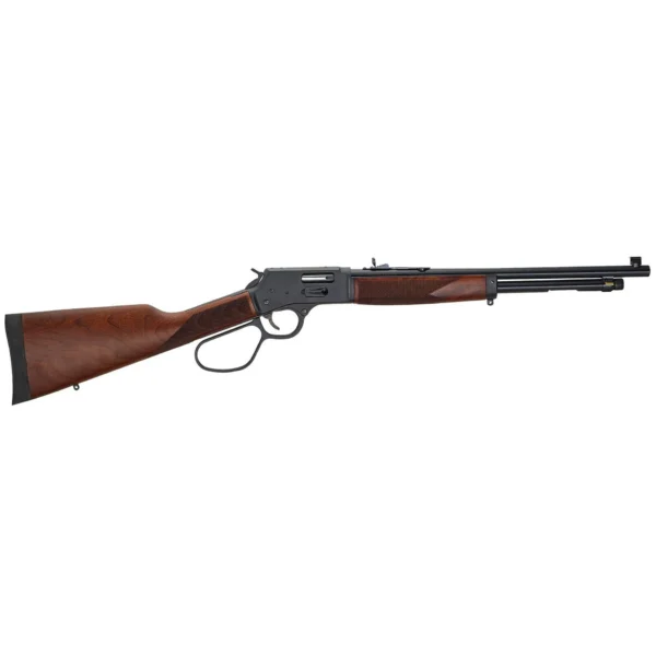 Henry Big Boy Steel Large Loop Rifle, right-side view with walnut stock and large loop lever