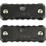 MDT QD M-LOK EXT FOREND WEIGHT 2PK top view of two black rectangular weights with fasteners