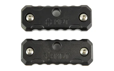MDT QD M-LOK EXT FOREND WEIGHT 2PK top view of two black rectangular weights with fasteners