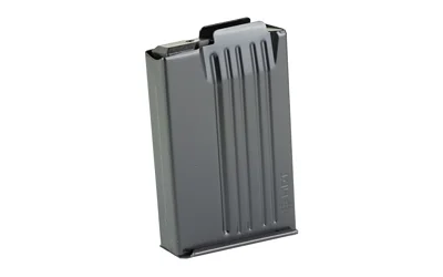 primary-21075 MAG MDT AICS 308/6.5 12RD MTL W/O BP gray metal magazine, upright angled front view