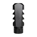 MDT ELITE MUZZLE BRAKE 1/2X28 BLK, black muzzle brake upright with side ports
