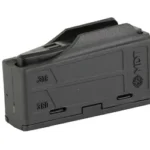 MAG MDT AICS 308/6.5CM 3RD POLY BLK, black polymer magazine in angled right-side view