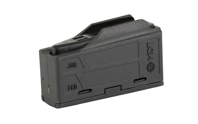 MAG MDT AICS 308/6.5CM 3RD POLY BLK, black polymer magazine in angled right-side view