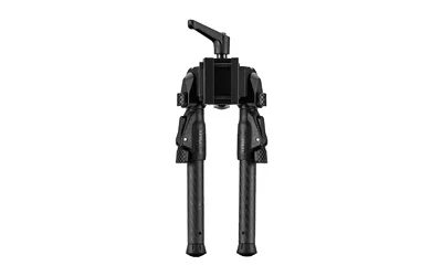 MDT GRND-POD Picatinny black bipod, front view with folded legs and adjustment lever