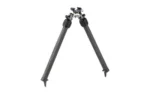 MDT BACKCOUNTRY BIPOD PIC, black front view with rail mount and splayed adjustable legs