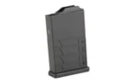 MDT AICS black polymer magazine, angled front view with textured lower panel